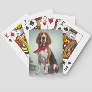Treeing Walker Coonhound Dog in Snow Christmas Poker Cards