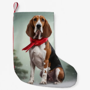 Treeing Walker Coonhound Dog in Snow Christmas Small Christmas Stocking