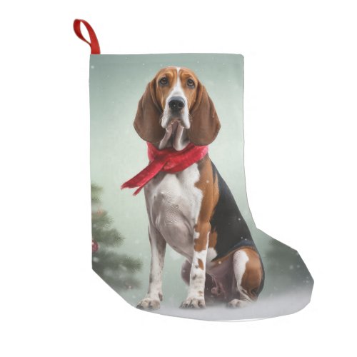 Treeing Walker Coonhound Dog in Snow Christmas Small Christmas Stocking