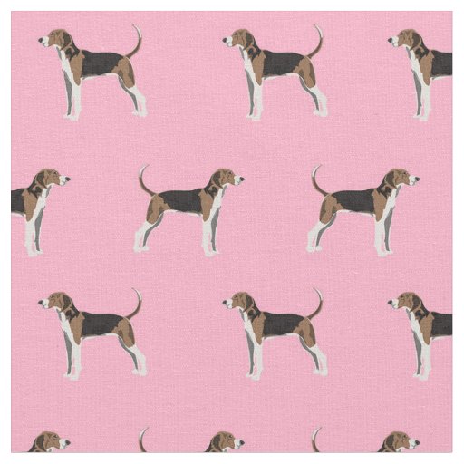 Treeing Walker Coonhound dog pink Fabric