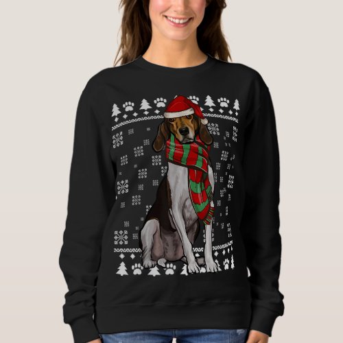 Treeing Walker Coonhound Dog Santa Hat Xmas Ugly C Sweatshirt