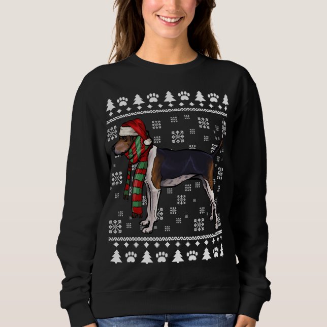 Treeing Walker Coonhound Dog Santa Hat Xmas Ugly C Sweatshirt (Front)