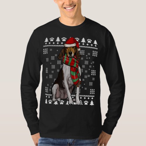 Treeing Walker Coonhound Dog Santa Hat Xmas Ugly C T_Shirt