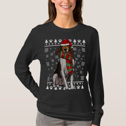 Treeing Walker Coonhound Dog Santa Hat Xmas Ugly C T_Shirt