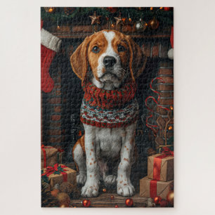 Treeing Walker Coonhound Dog With Christmas Gifts Jigsaw Puzzle