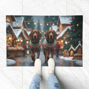 Treeing Walker Coonhound Dogs Christmas Snow Doormat