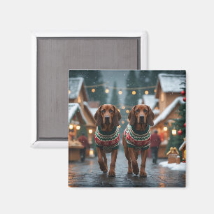 Treeing Walker Coonhound Dogs Christmas Snow Magnet