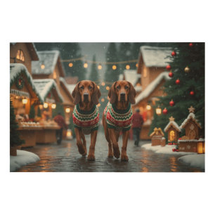 Treeing Walker Coonhound Dogs Christmas Snow Wood Wall Art