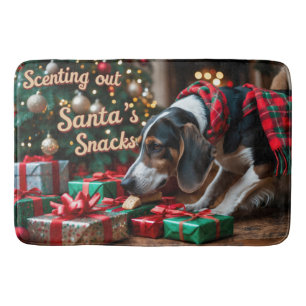 Treeing Walker Coonhound Festive Holiday Christmas Bath Mat