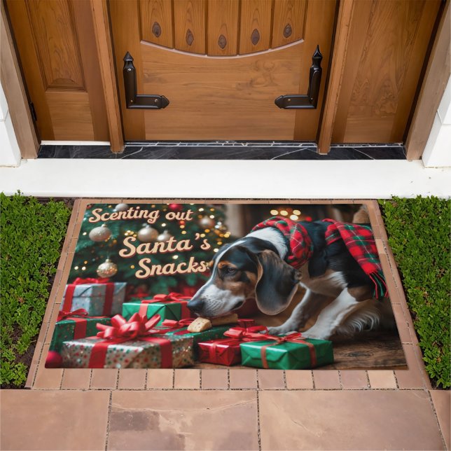 Treeing Walker Coonhound Festive Holiday Christmas Doormat (Outdoor)
