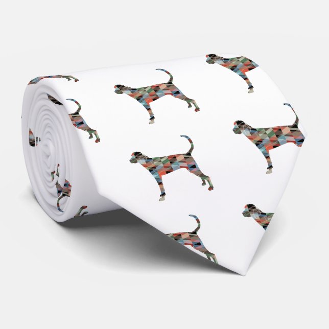 Treeing Walker Coonhound Geometric Silhouette Tie (Rolled)