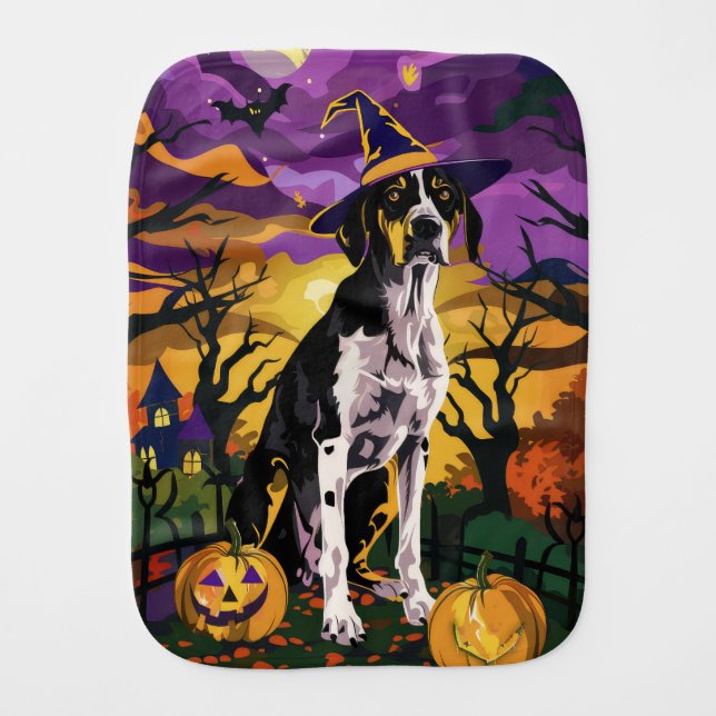 Treeing Walker Coonhound Halloween Witch Pumpkin Baby Burp Cloth (Front)