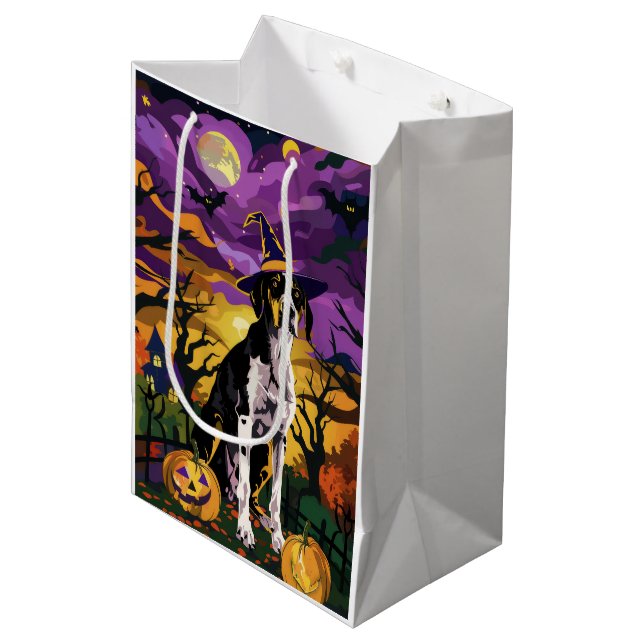 Treeing Walker Coonhound Halloween Witch Pumpkin Medium Gift Bag (Front Angled)