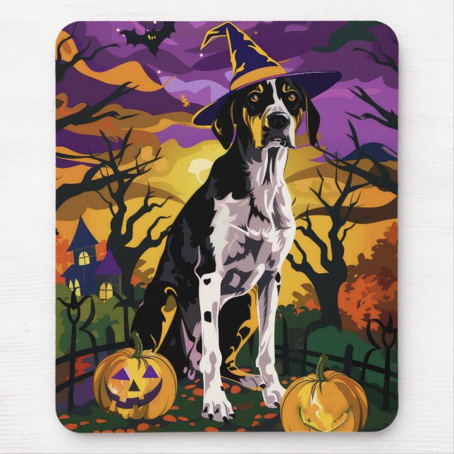 Treeing Walker Coonhound Halloween Witch Pumpkin Mouse Pad (Front)