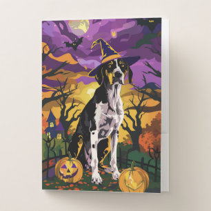 Treeing Walker Coonhound Halloween Witch Pumpkin Pocket Folder