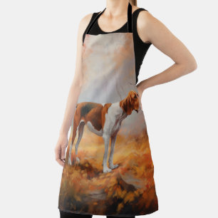 Treeing Walker Coonhound in Autumn Leaves Fall Apron