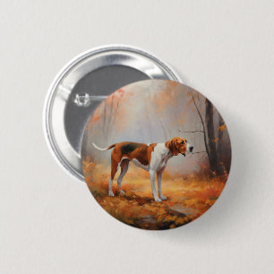 Treeing Walker Coonhound in Autumn Leaves Fall  Button