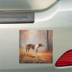 Treeing Walker Coonhound in Autumn Leaves Fall Car Magnet