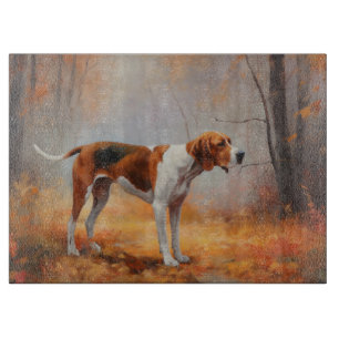 Treeing Walker Coonhound in Autumn Leaves Fall  Cutting Board