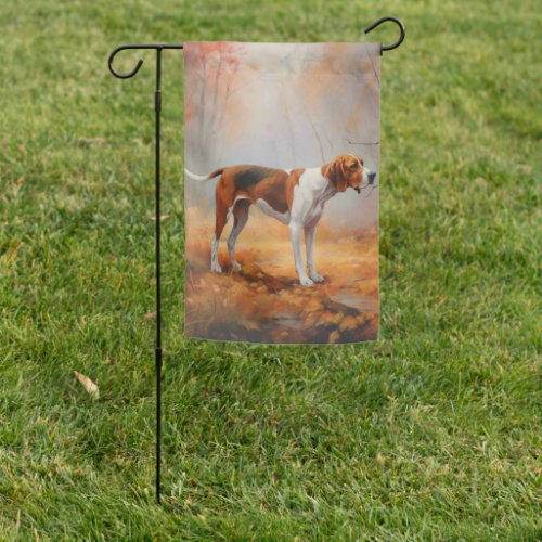 Treeing Walker Coonhound in Autumn Leaves Fall  Garden Flag