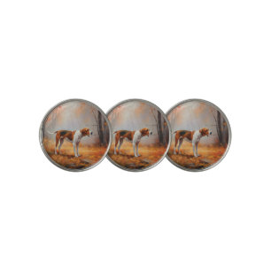 Treeing Walker Coonhound in Autumn Leaves Fall Golf Ball Marker