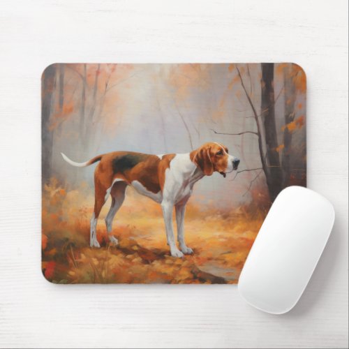 Treeing Walker Coonhound in Autumn Leaves Fall  Mouse Pad