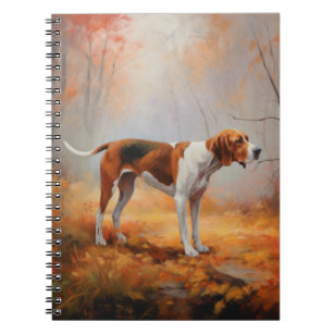 Treeing Walker Coonhound in Autumn Leaves Fall  Notebook
