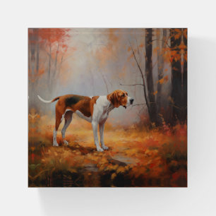 Treeing Walker Coonhound in Autumn Leaves Fall Paperweight