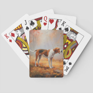 Treeing Walker Coonhound in Autumn Leaves Fall Poker Cards