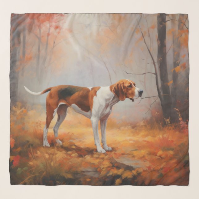 Treeing Walker Coonhound in Autumn Leaves Fall  Scarf (Front)