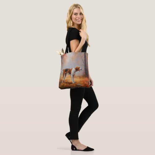 Treeing Walker Coonhound in Autumn Leaves Fall  Tote Bag