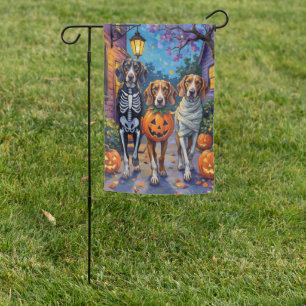 Treeing Walker Coonhound In Halloween Costumes Garden Flag
