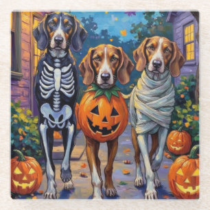 Treeing Walker Coonhound In Halloween Costumes Glass Coaster