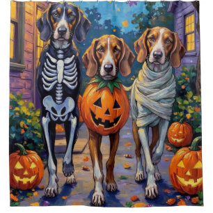 Treeing Walker Coonhound In Halloween Costumes Shower Curtain