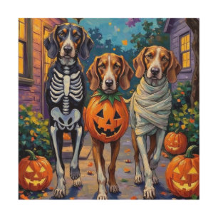 Treeing Walker Coonhound In Halloween Costumes Wood Wall Art