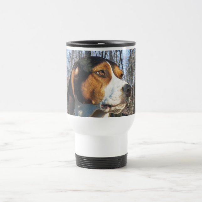 Treeing Walker Coonhound In Woods Travel Mug (Center)