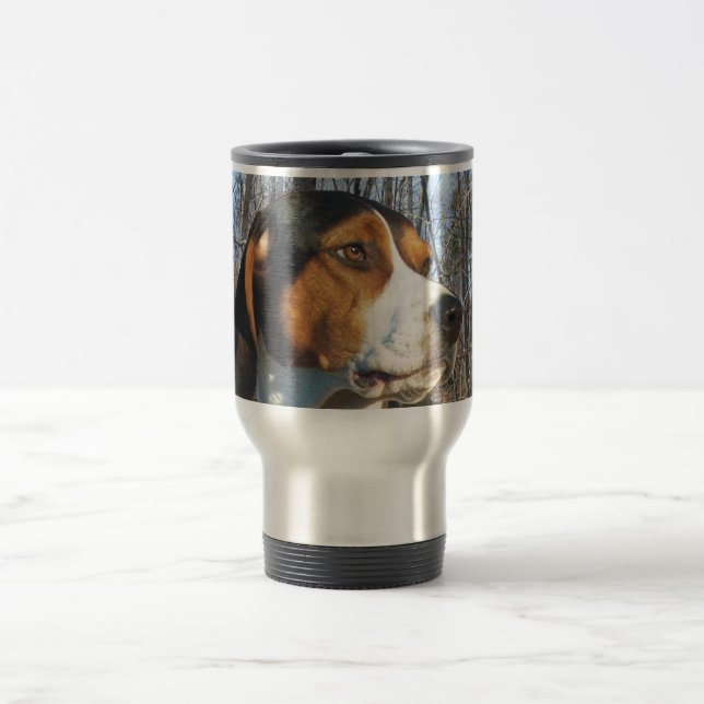 Treeing Walker Coonhound In Woods Travel Mug (Center)