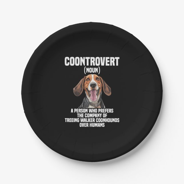 Treeing Walker Coonhound Lover Dog Coontrovert Paper Plates (Front)