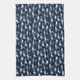Treeing Walker Coonhound on Navy Kitchen Towel