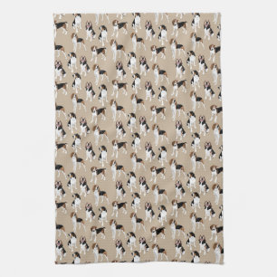 Treeing Walker Coonhound on tan Kitchen Towel