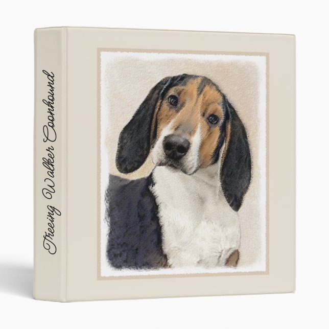Treeing Walker Coonhound Painting - Original Art 3 Ring Binder (Front/Spine)