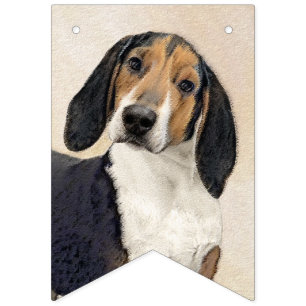Treeing Walker Coonhound Painting - Original Art Bunting Flags