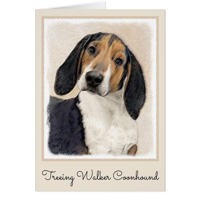 Treeing Walker Coonhound Painting - Original Art Cards (Front)