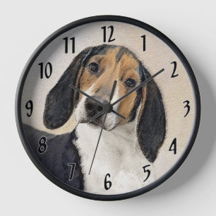 Treeing Walker Coonhound Painting - Original Art Clock
