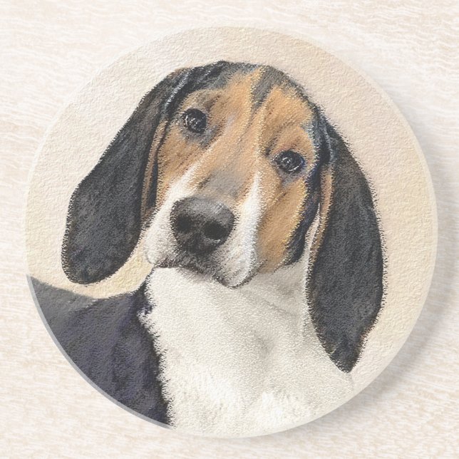 Treeing Walker Coonhound Painting - Original Art Coaster (Front)