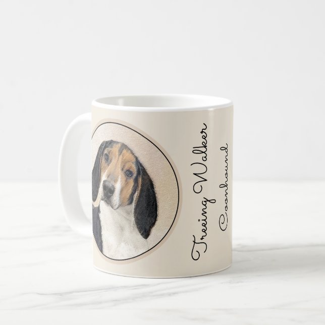 Treeing Walker Coonhound Painting - Original Art Coffee Mug (Front Left)
