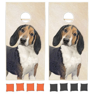 Treeing Walker Coonhound Painting - Original Art Cornhole Set