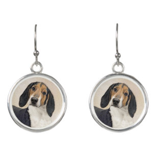 Treeing Walker Coonhound Painting - Original Art Earrings