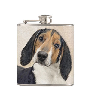 Treeing Walker Coonhound Painting - Original Art Flask