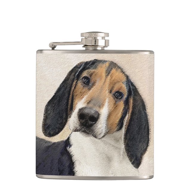 Treeing Walker Coonhound Painting - Original Art Flask (Front)